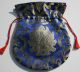 Mala Bag Schmuck - Stoffsäckchen Gr.  L Blau Lotos Verpackung Tibet Nepal Indien Entstehungszeit nach 1945 Bild 3