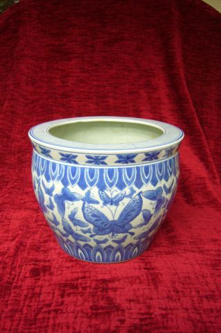Alte Vase,  Blumentopf Porzellan China,  Blau - Weiß Handarbeit,  Höhe 25 Cm Bild