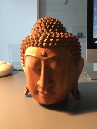 Buddha Kopf Holz Bild
