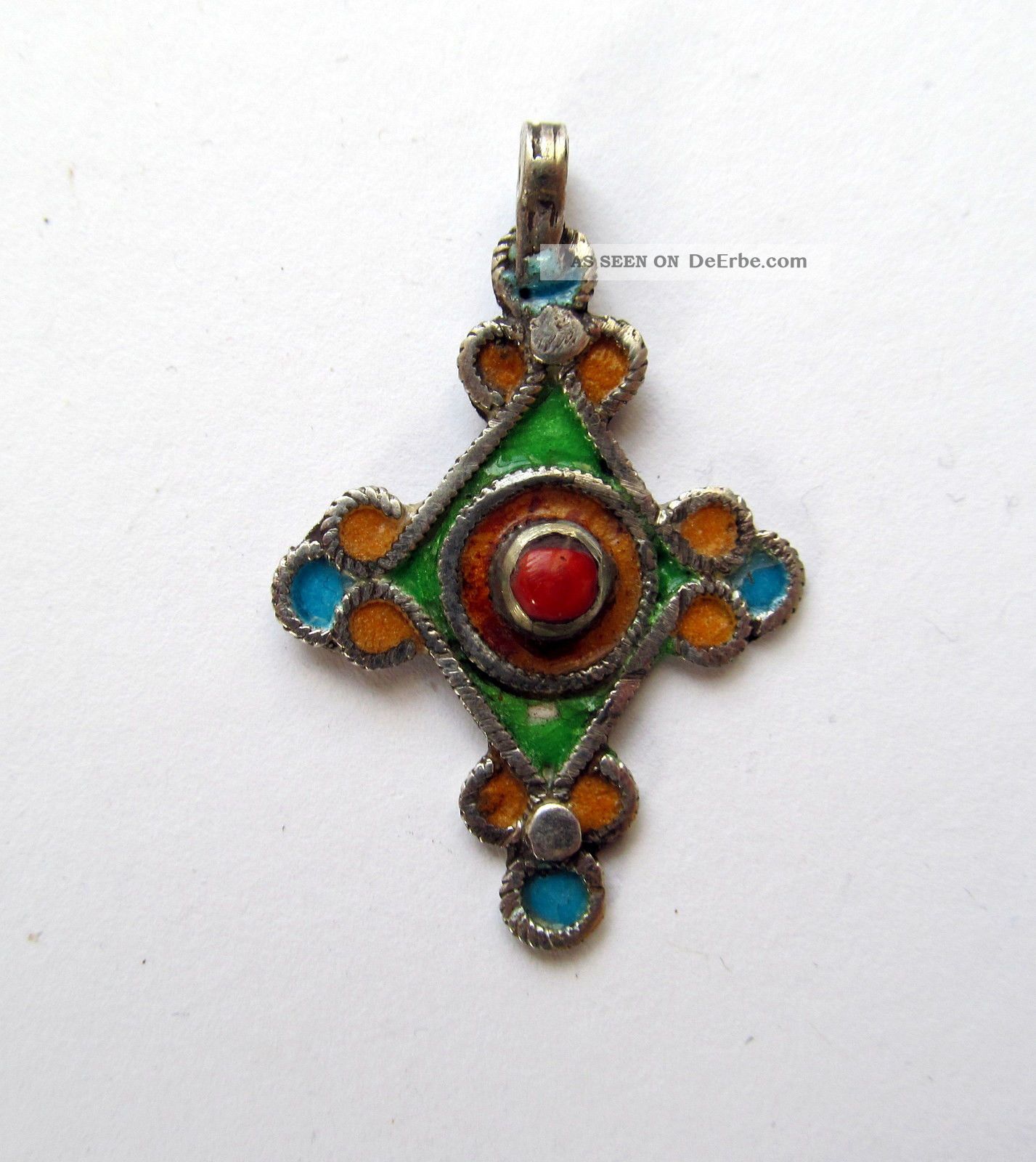 Kreuz Silber Afrika Tuareg Marokko Koralle Islam Berber Ethnisch Emaille Orient Afrika Bild
