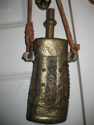 Alte Wasserflasche,  Trinkgefäß,  Messing Verziert Marokko Berber Antiquität Selten Bild