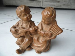 Holzfiguren Musizierende Kinder Harfe Gitarre Allgäu Holz Handgeschnitzt Figur Bild