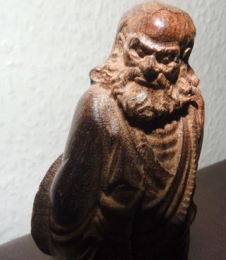 1880 - 90 Chinesisches Ebenholz Alter Mann Holz Skulptur Figur Handgeschnitzt Bild