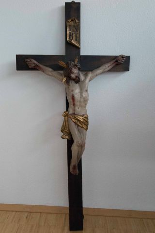 Antikes Holzkreuz/kruzifix,  Jesus Am Kreuz,  Handgeschnitzt Bild