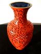 Chinesische,  Rot Geschnitzte Lack Vase In Einem Hervorragendem. Asiatika: China Bild 2