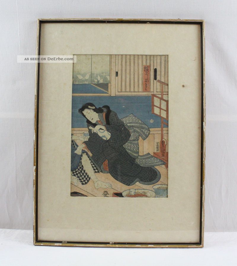 Japanischer Holzschnitt Geisha Schenkt Sake Aus Um 1850 Entstehungszeit nach 1945 Bild