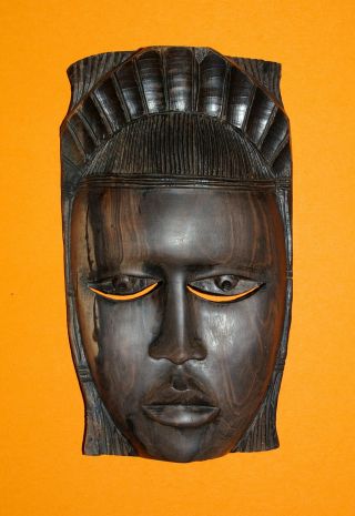 Afrikanische Holzmaske,  Handgeschnitzt,  Wandmaske,  Afrika Deko,  Ebenholz O.  G. Bild