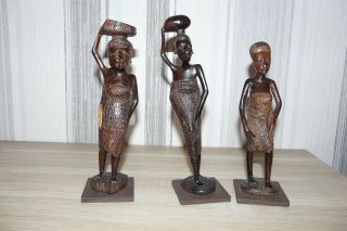 4 Holzfiguren Aus Mombasa Bzw.  Tansania Bild