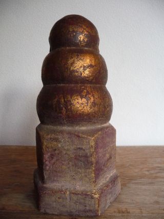 Gilt Hardwood Stupa Statue / Pagode /sehr Alt / Opfergabe / Aus Kloster In Burma Bild