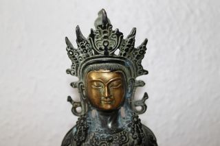Grüne Tara China Chinese Bronze Patina Himalaya Sternen - Göttin 20.  Jahrhd. Bild