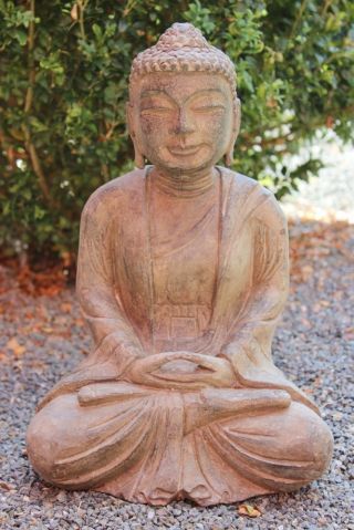 Amitabha Buddha Statue Figur Tibet Stein Naturstein Japangarten Skulptur Garten Bild
