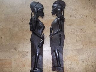2 Afrikanische Holzfiguren Groß Bild