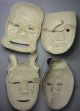 4 Masken Japan Handbemalt Je Ca.  22x15cm Japanische Masken Pappmachee Entstehungszeit nach 1945 Bild 1