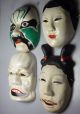 4 Masken Japan Handbemalt Je Ca.  22x15cm Japanische Masken Pappmachee Entstehungszeit nach 1945 Bild 2