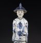 28cm Sammeln Alte Handbemalt Herrscher Kaiser Skulpturen,  Porzellan Blaumalerei Asiatika: China Bild 1