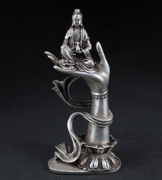 18,  5 Cm Sammeln Alte Kwan - Yin Skulpturen,  Tibet Silber,  China Selten Bild