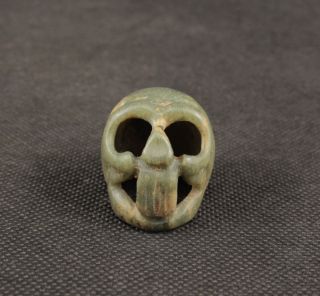 Alte Schädel Anhänger Skulpturen,  Natürlicher Jade Stein,  China Selten Bild