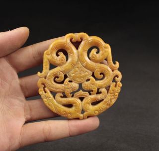 Schöne Alte Drache Anhänger Skulpturen,  Natürlicher Jade Stein,  China Selten Bild