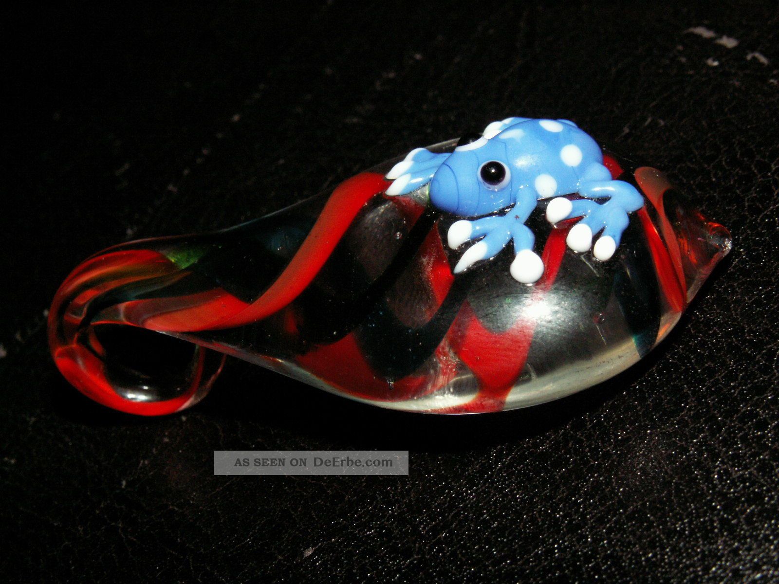 Glas Perle Frosch Frog Frösche Kröte Kröten Bead Ketten Anhänger Amulett Rot Entstehungszeit nach 1945 Bild