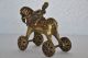 Antikes Messing Pferd Spielzeug Handarbeit Auf Räder 1,  1 Kg Sehr Selten Asiatika: Indien & Himalaya Bild 3