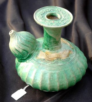 China 17.  Jhd.  (experten - Geprüft) : Grünes Keramik - Kendi.  Höhe 13 Cm Bild