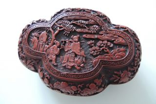 Antik China Rotlack - Composit ?geschnitzte Dose /box //carved Cinnabar Lacquer ? Bild