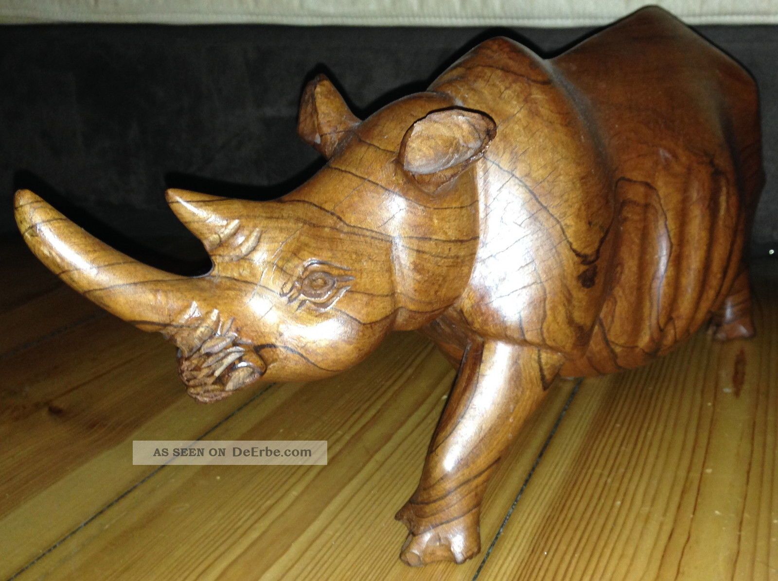 Afrikanisches Massiv - Holz - Nashorn In Höhe 21cm Entstehungszeit nach 1945 Bild