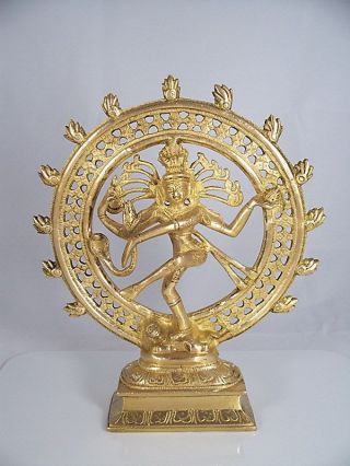 Messing Figur Shiva Als Nataraja / Natraj H 23,  5 Cm.  Dancing Shiva Statue Bild