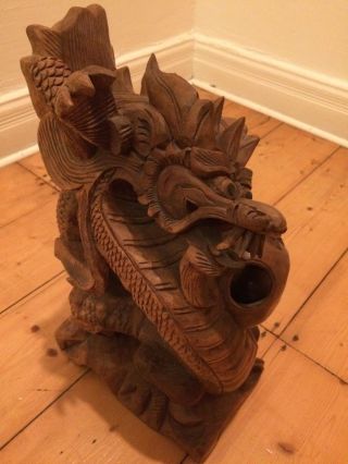 Asiatischer Holz - Drache - Handgeschnitzt - Unikat - 3kg Bild