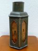Antik Dose Öldose Teedose Asiatika Zinn Hinterglasmalerei Gefäß Signiert Bilder Asiatika: Japan Bild 2
