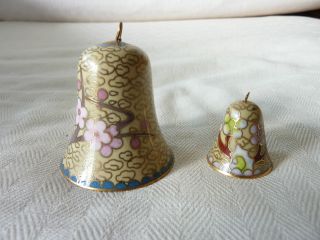 2 Cloisonné Glocken,  Messing Emaille,  Alt Aus China, Bild