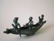 Afrika Bronze Dogon Ashanti Boot Einbaum Zoomorph Ruderer Selten 3 Männer Entstehungszeit nach 1945 Bild 2