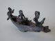 Afrika Bronze Dogon Ashanti Boot Einbaum Zoomorph Ruderer Selten 3 Männer Entstehungszeit nach 1945 Bild 3