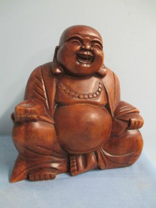 Happy Buddha Figur Holz Kunst Skulptur Deko MÖbel Feng Shui Lifestyle Monk 41982 Bild