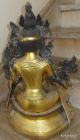 Große Goldene Bronze Tara Statue Tibet Buddha Sitzend Lotossockel Ca.  12 Kg. Entstehungszeit nach 1945 Bild 7