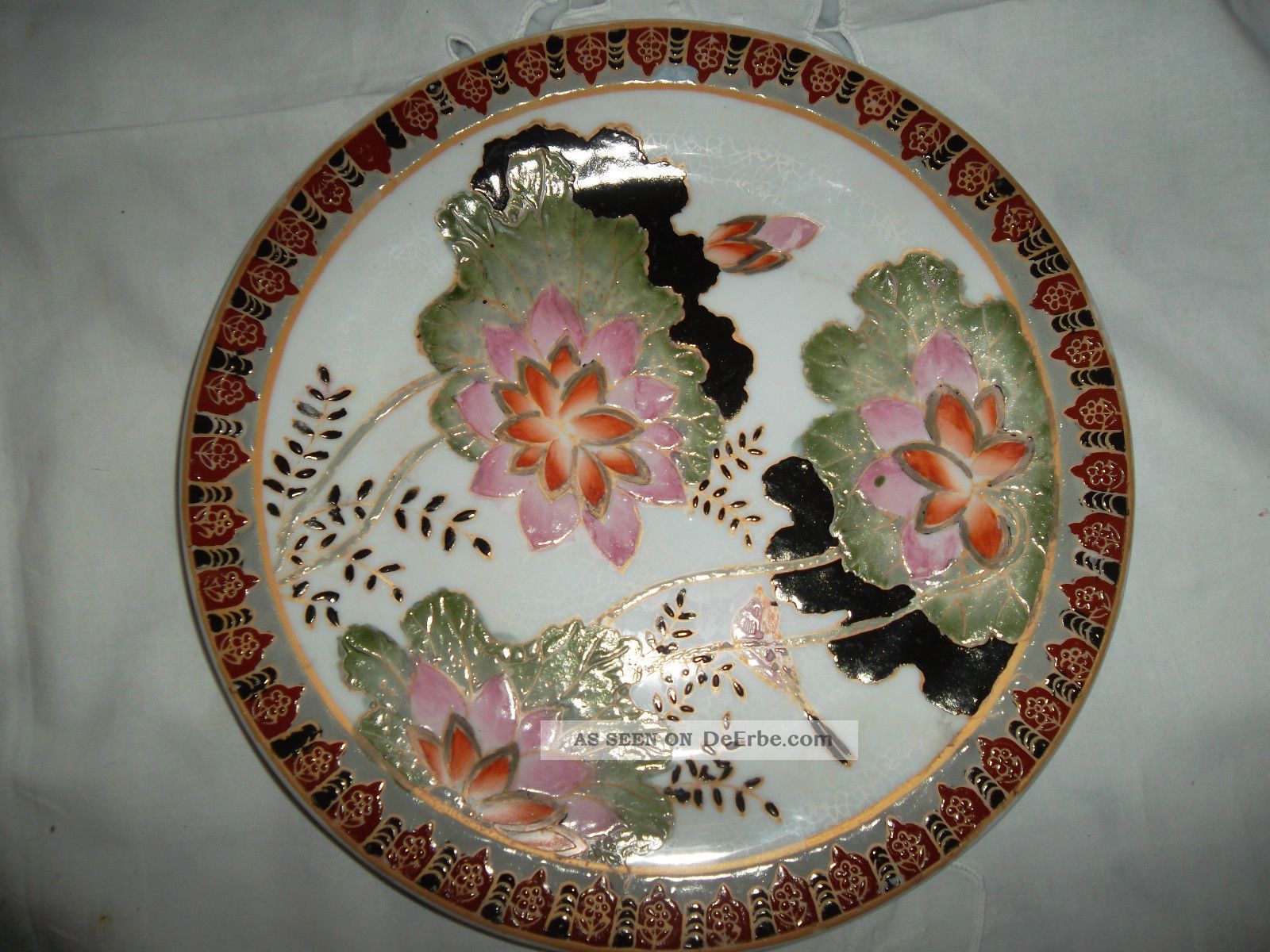 Antiker Porzellanteller Aus China,  Selten,  Edel Bemalt,  Um 1900,  6 Zeichenmarke Asiatika: China Bild