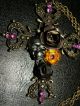 1 Große Kreuz Totenkopf Anhänger Amulett Kette Halskette Blumen Skrull Gothic Entstehungszeit nach 1945 Bild 1