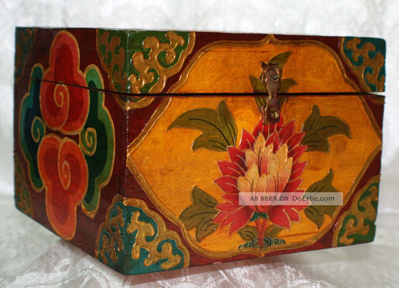 Lama Box Schatzkiste Schmuckkasten Aus Holz Bemalt Nr.  3 Handarbeit Nepal Tibet Entstehungszeit nach 1945 Bild