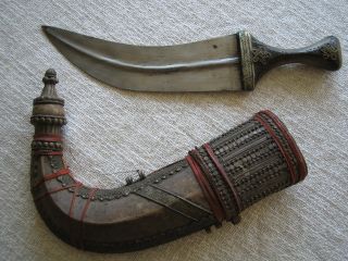 Antikes Jagdmesser/schmuckgegenstand (jambia) Aus D.  Jemen,  Schön Verziert Bild