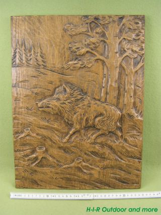 Großes Wandrelief Relief Wildschwein Keiler Bildhauer K.  - H.  Hein Mit Certifikat Bild