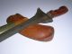 Altes Jagdmesser Aus Indonesien,  Holzverzierung,  Damastklinge In Handarbeit Um1900 Jagd & Fischen Bild 10
