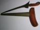 Altes Jagdmesser Aus Indonesien,  Holzverzierung,  Damastklinge In Handarbeit Um1900 Jagd & Fischen Bild 4
