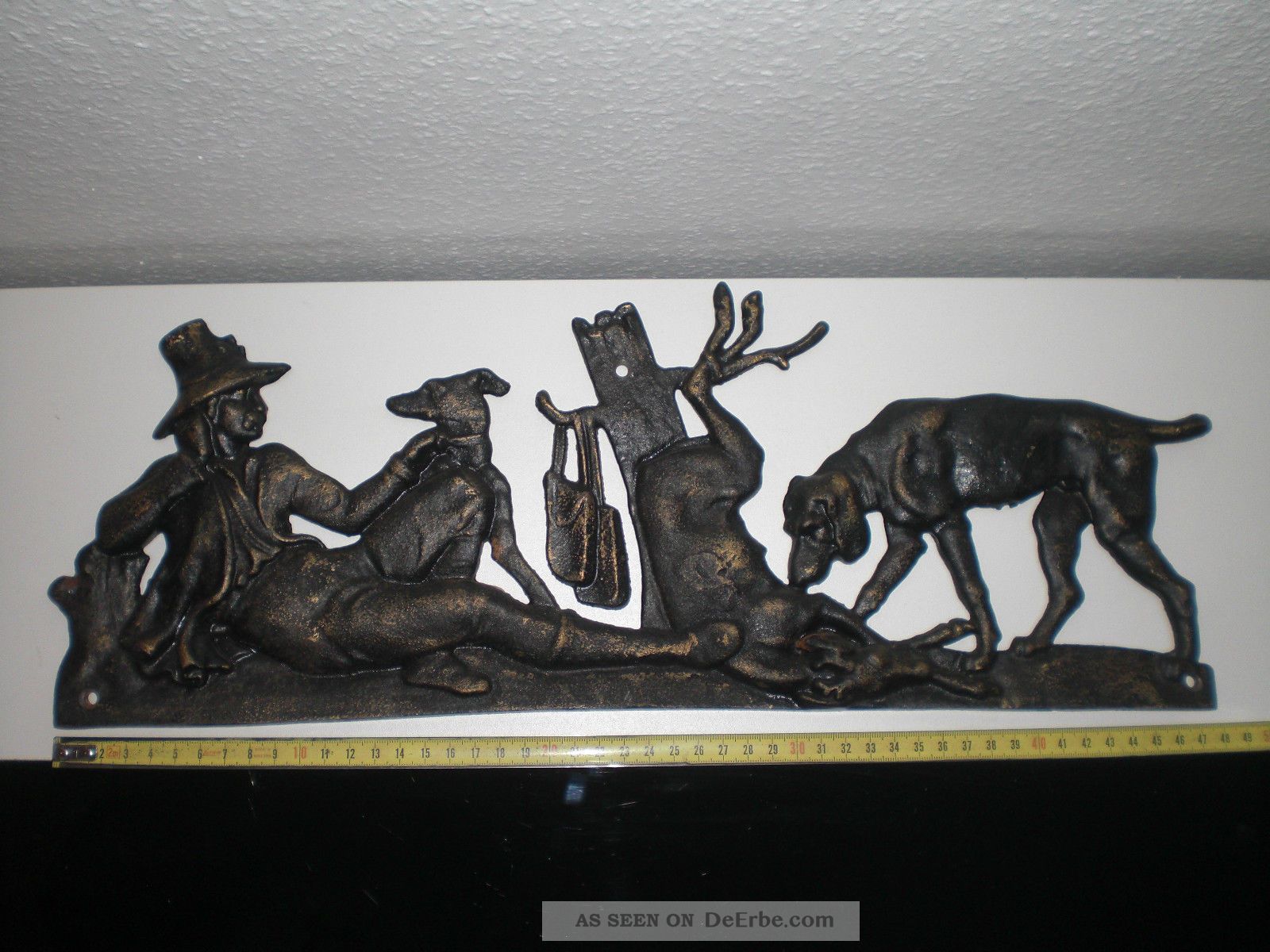 Jagd,  Jagdhund,  Reh,  Jagdmotiv,  Hund,  Relief,  Metallbild,  Jäger,  Gusseisen Jagd & Fischen Bild