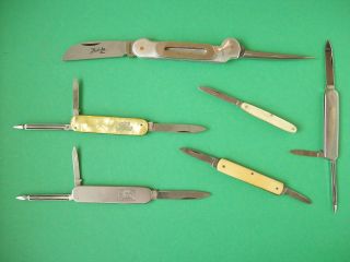 6 Klappmesser - Taschenmesser Messer Etui Seglermesser Herbertz Altes Werkzeug Bild