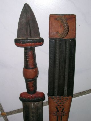 Altesjagdmesser/tuarekmesser,  Klingengravur - Griff,  Scheide Lederverzierung,  Ca1930 Bild