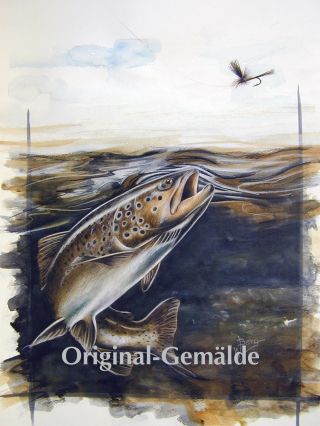 Ein Bild Von Einem Fisch: - Gemälde,  Aquarell/acryl.  Sehr Feine Arbeit Bild