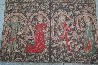 Bedruckter Wandteppich Leinen Falknerei Mittelalterliches Motiv Bild