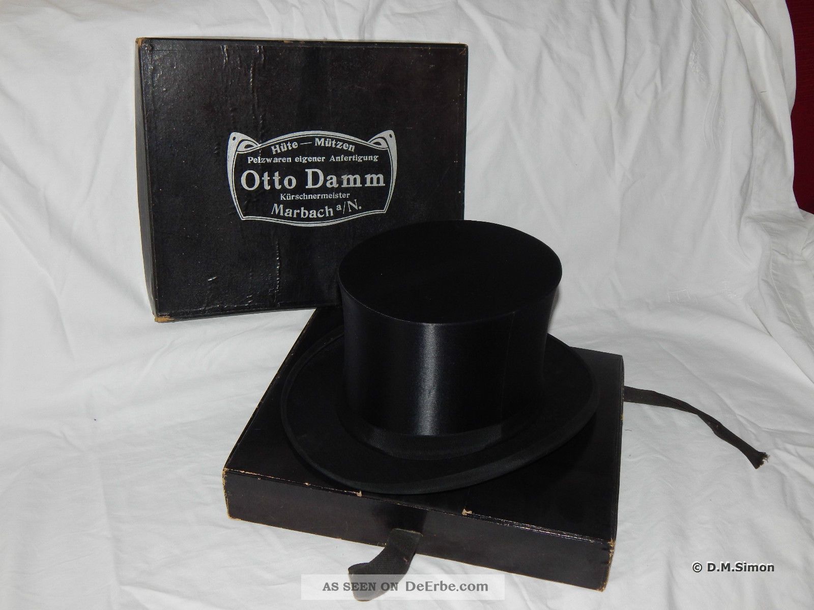 Vintage Falt Zylinder Chapeau Claque Klapphut Gr.  55 Mit Faltschachtel Accessoires Bild