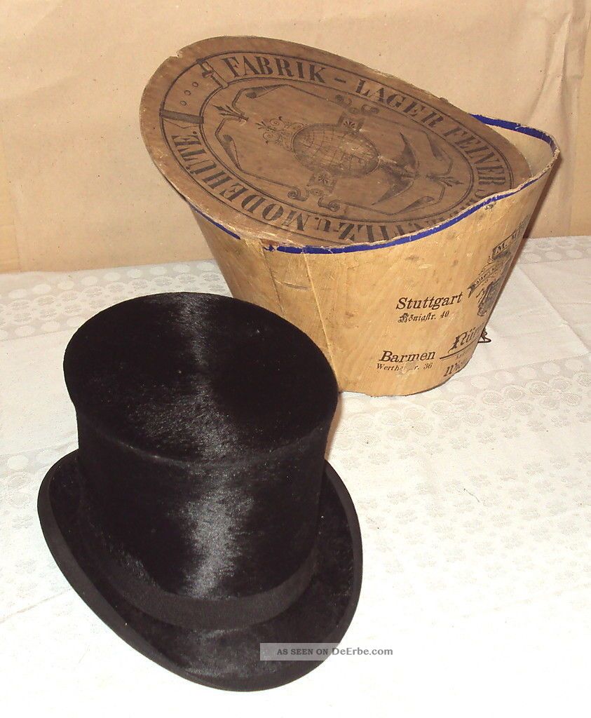 Alter Zylinder Mit Hutschachtel - K&k Hoflieferant M.  Mertes - Maulwurffell ? Accessoires Bild