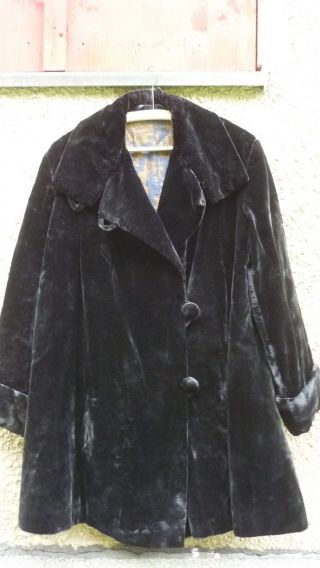 Antik Samt Mantel Antique Velvet Coat Velours Manteau Gothic Boheme Vintage Bild